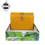 Monedero de Gran Calidad en Piel con Click, Caja e Interior Multicolor para Mujer