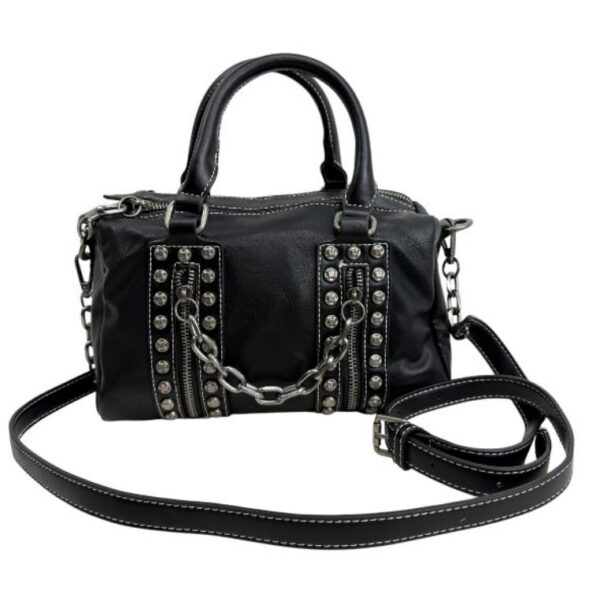 Bolso Sintético de Mujer Estilo Punk con Cadenas y 2 Compartimentos - Imagen 4