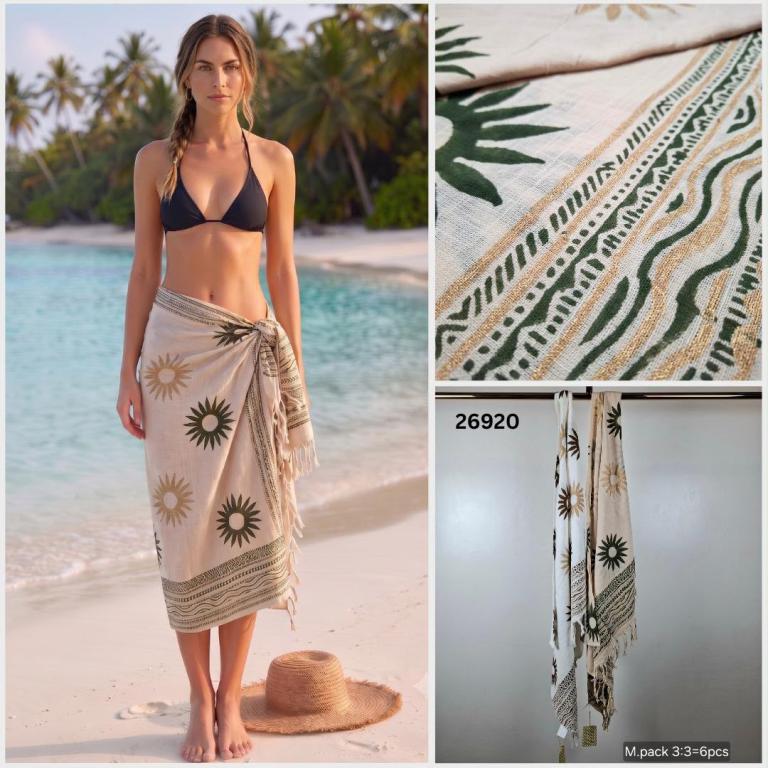 CGSU-26920-Principal Pareo de Playa en Algodón para Mujer con Diseño Sol y Fabricado en India - Imagen 1