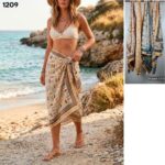Pareo de Baño en Algodón con Estampado Marino para Mujer