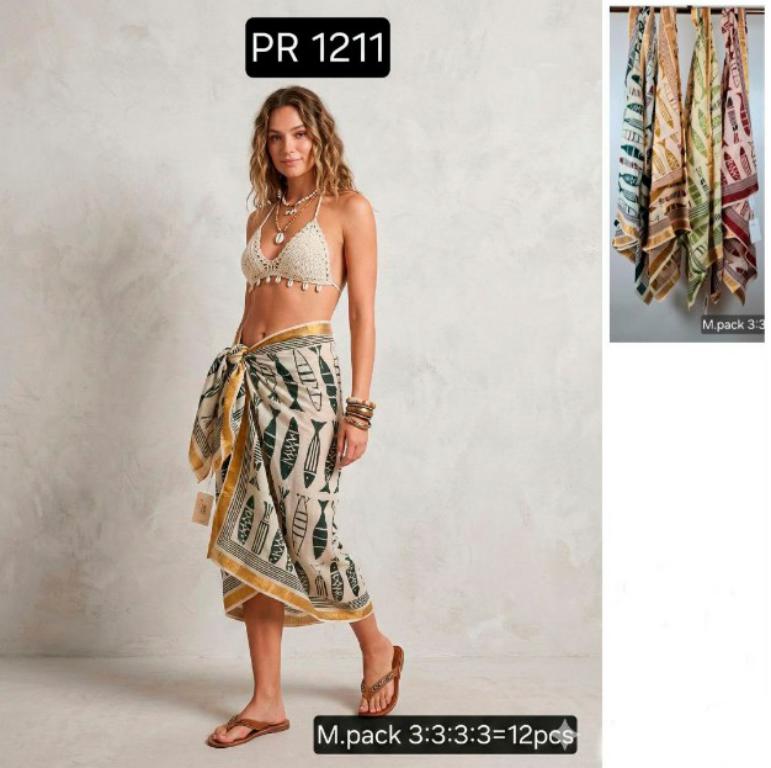 Pareo Ligero para Mujer de Algodón Indio con Bonito Diseño de Peces Pareo Ligero para Mujer de Algodón Indio con Bonito Diseño de Peces - Imagen 1