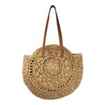 Amplio Bolso de Papel con Diseño Circular, Asas Largas y Cremallera para Mujer - Imagen 3