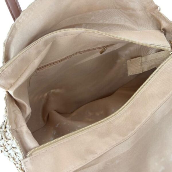 Amplio Bolso de Papel con Diseño Circular, Asas Largas y Cremallera para Mujer - Imagen 5