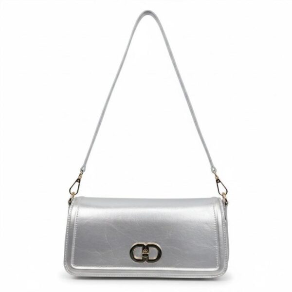 Bolso de Hombro Sintético con Asa Larga Extraíble y Solapa con Manivela de Giro para Mujer - Imagen 7