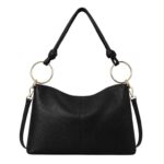 Bolso de Hombro Sintético Hobo con Asa Larga de Aros Dorados y Cremallera para Mujer - Imagen 4