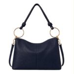 Bolso de Hombro Sintético Hobo con Asa Larga de Aros Dorados y Cremallera para Mujer - Imagen 6
