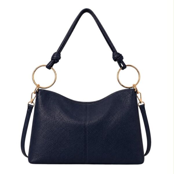 Bolso de Hombro Sintético Hobo con Asa Larga de Aros Dorados y Cremallera para Mujer - Imagen 6