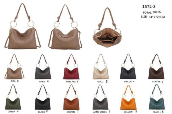 Bolso de Hombro Sintético Hobo con Asa Larga de Aros Dorados y Cremallera para Mujer - Imagen 2
