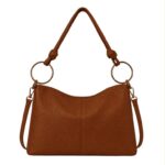 Bolso de Hombro Sintético Hobo con Asa Larga de Aros Dorados y Cremallera para Mujer - Imagen 3