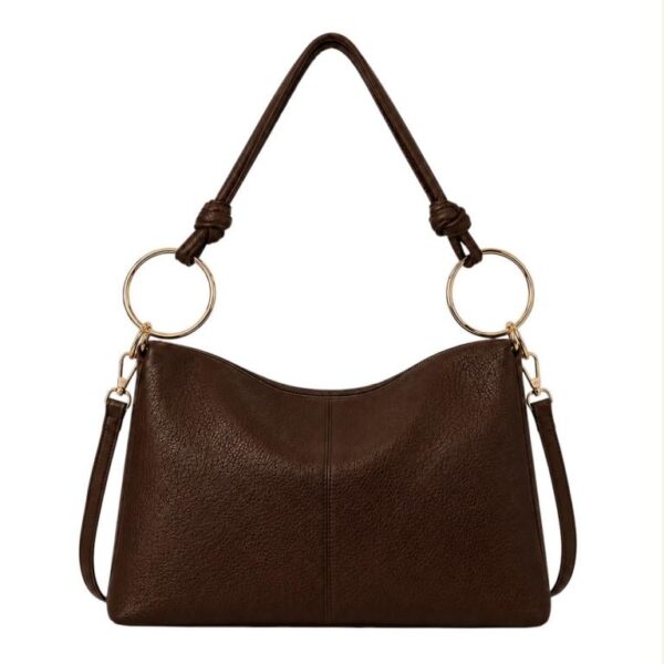 Bolso de Hombro Sintético Hobo con Asa Larga de Aros Dorados y Cremallera para Mujer - Imagen 5