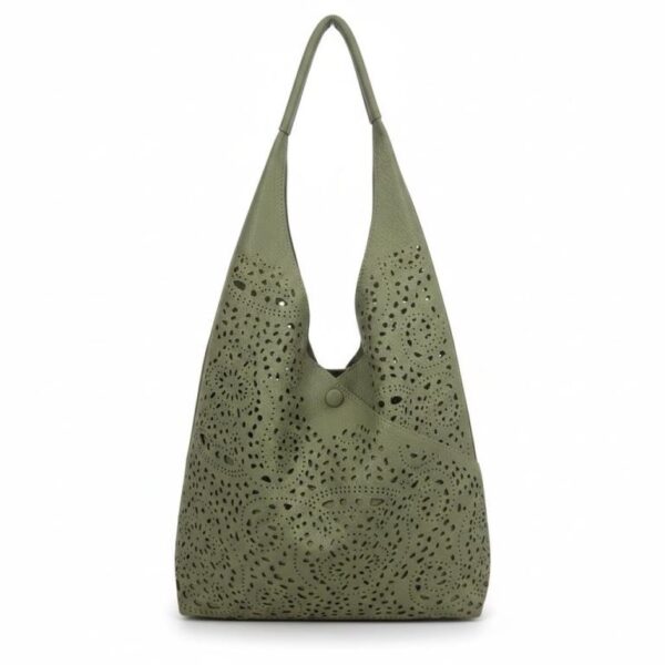 Bolso de Hombro Sintético con Agujeros y Cierre de Botón + Bolsito Bandolera para Mujer - Imagen 4