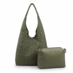 Bolso de Hombro Sintético con Agujeros y Cierre de Botón + Bolsito Bandolera para Mujer - Imagen 3