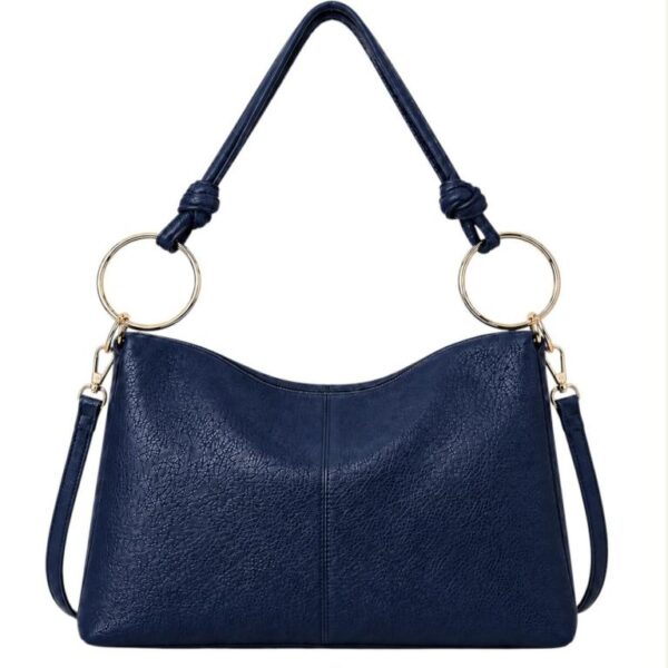 Bolso de Hombro Sintético Hobo con Asa Larga de Aros Dorados y Bolsillo Trasero Mujer - Imagen 5