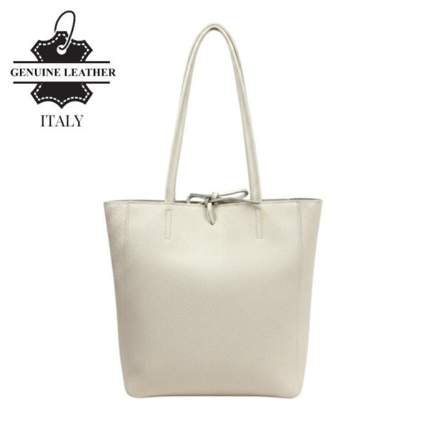 Bolso de Mano tipo Shopper en Piel Italiana para Mujer con Asas Largas y Cierre de Cremallera - Imagen 9