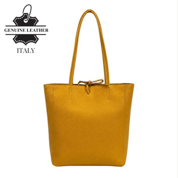 Bolso de Mano tipo Shopper en Piel Italiana para Mujer con Asas Largas y Cierre de Cremallera - Imagen 10