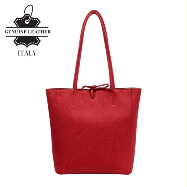 Bolso de Mano tipo Shopper en Piel Italiana para Mujer con Asas Largas y Cierre de Cremallera - Imagen 12