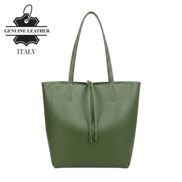 Bolso de Mano tipo Shopper en Piel Italiana para Mujer con Asas Largas y Cierre de Cremallera - Imagen 4