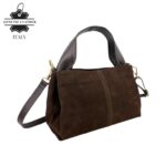 Bolso de Mano en Serraje Italiano con Gran Calidad, Asa Corta y Tira Bandolera en Piel para Mujer - Imagen 5