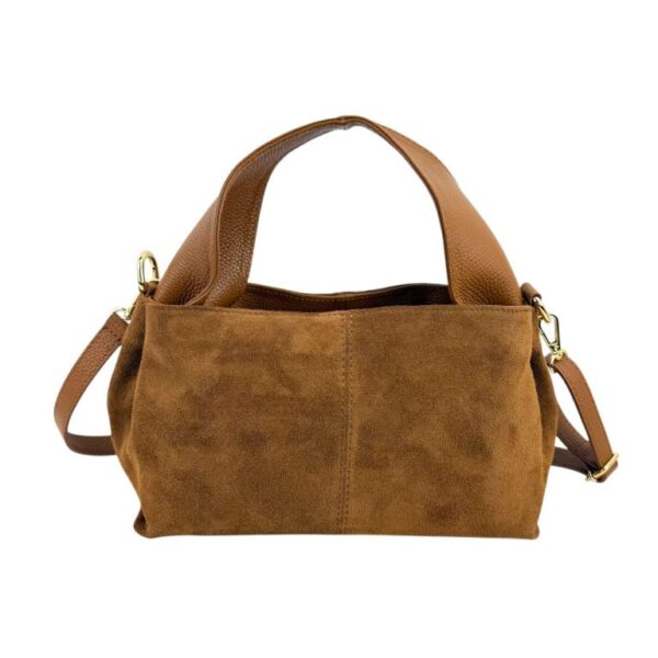Bolso de Mano en Serraje Italiano con Gran Calidad, Asa Corta y Tira Bandolera en Piel para Mujer - Imagen 9