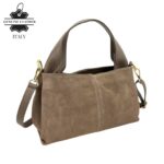 Bolso de Mano en Serraje Italiano con Gran Calidad, Asa Corta y Tira Bandolera en Piel para Mujer