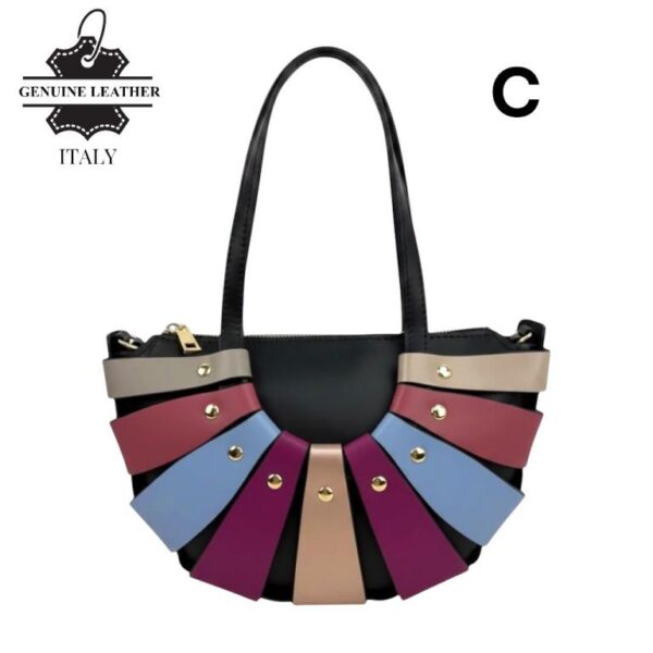 Bolso de Mano en Piel Italiana con Diseño Original y Tachuelas Decorativas para Mujer - Imagen 15