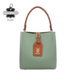 Bolso de Mano Bucket en Piel para Mujer con Frontal Decorativo y Compartimento Trasero - Imagen 4