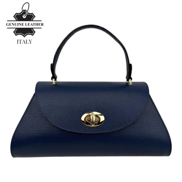 Bolso de Mano en Piel Italiana con Cremalleras Laterales, Solapa Giro y Tira Bandolera para Mujer - Imagen 9