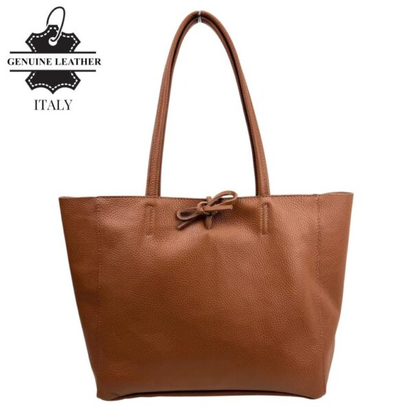 Bolso Shopper Universitario en Piel Italiana para Mujer con 2 Asas Largas y Cremallera - Imagen 11