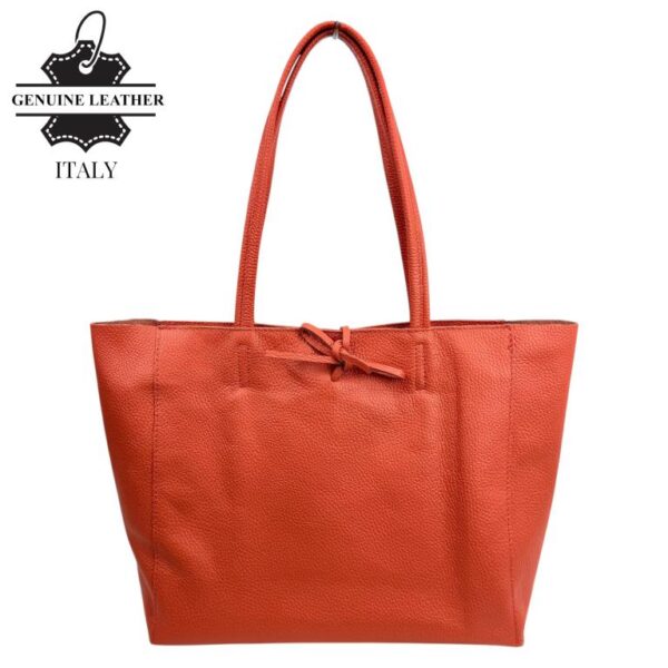 Bolso Shopper Universitario en Piel Italiana para Mujer con 2 Asas Largas y Cremallera - Imagen 3