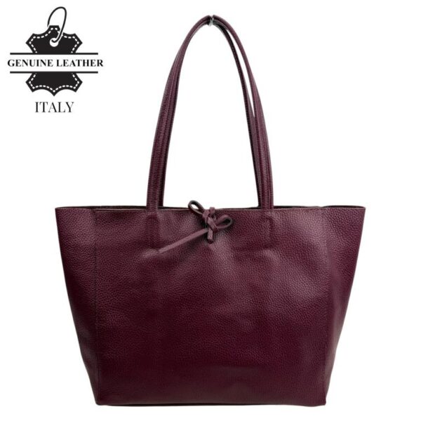 Bolso Shopper Universitario en Piel Italiana para Mujer con 2 Asas Largas y Cremallera - Imagen 8