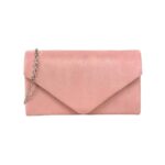 Bolso de Fiesta Sintético tipo Sobre con Asa Larga de Cadena Plateada y Solapa para Mujer