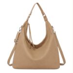 Bolso de Hombro Sintético tipo Hobo para Mujer con Cremalleras Largas y Bolsillo Trasero