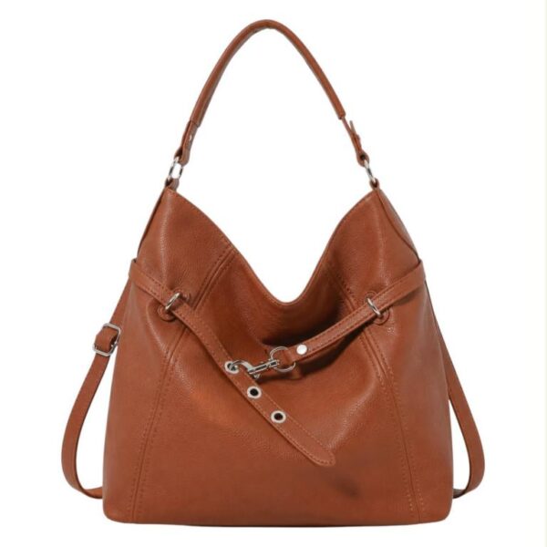 Amplio Bolso de Hombro Sintético tipo Hobo con Cinturón de Enganche Frontal para Mujer - Imagen 3