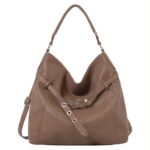 Amplio Bolso de Hombro Sintético tipo Hobo con Cinturón de Enganche Frontal para Mujer - Imagen 9