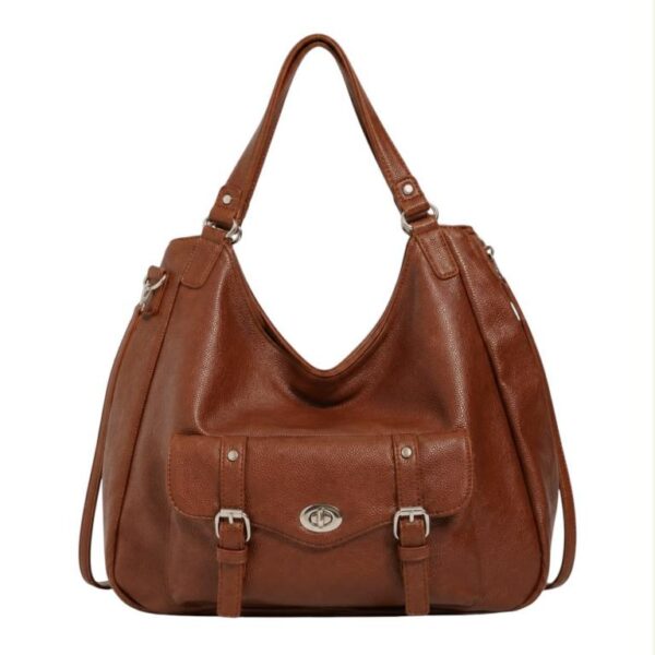 Bolso de Hombro Sintético Hobo con Solapa de Giro Frontal y Gran Capacidad para Mujer - Imagen 7