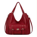 Bolso de Hombro Sintético Hobo con Solapa de Giro Frontal y Gran Capacidad para Mujer