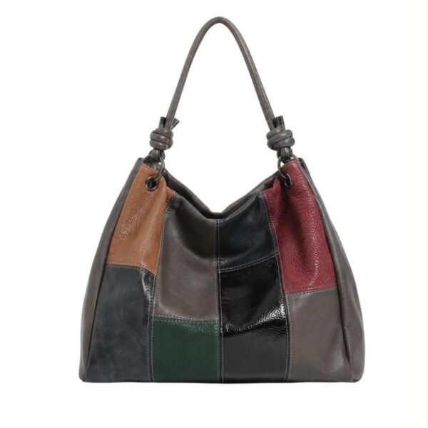 Bolso de Hombro Sintético tipo Hobo con Diseño Patchwork y Bolsillo Trasero para Mujer - Imagen 4