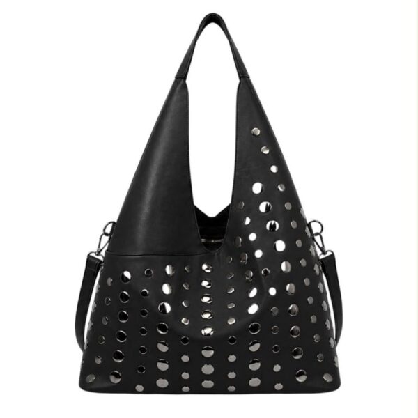 Bolso de Hombro Sintético con Tachuelas Decorativas Frontales y Compartimentos Exteriores - Imagen 5