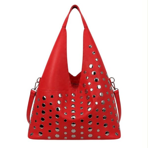 Bolso de Hombro Sintético con Tachuelas Decorativas Frontales y Compartimentos Exteriores - Imagen 3