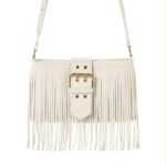 Bolso de Hombro Sintético tipo Serraje con Mini Solapa Ajustable y Flecos Frontales para Mujer - Imagen 8