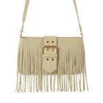 Bolso de Hombro Sintético tipo Serraje con Mini Solapa Ajustable y Flecos Frontales para Mujer - Imagen 5