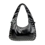 Bolso de Hombro Sintético Medialuna con Tachuelas Frontales, Bolsillo Trasero y Cremallera para Mujer - Imagen 4
