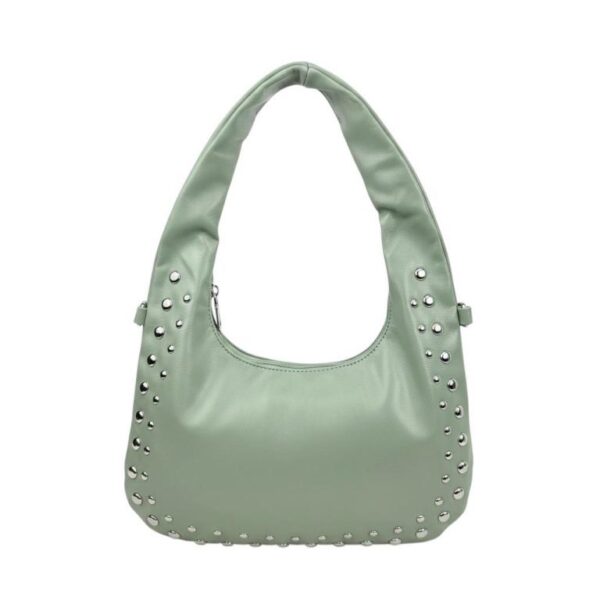 Bolso de Hombro Sintético Medialuna con Tachuelas Frontales, Bolsillo Trasero y Cremallera para Mujer - Imagen 5