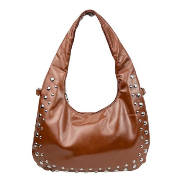 Bolso de Hombro Sintético Medialuna con Tachuelas Frontales, Bolsillo Trasero y Cremallera para Mujer - Imagen 6