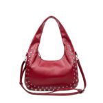 Bolso de Hombro Sintético Medialuna con Tachuelas Frontales, Bolsillo Trasero y Cremallera para Mujer - Imagen 3