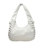 Bolso de Hombro Sintético Medialuna con Tachuelas Frontales, Bolsillo Trasero y Cremallera para Mujer - Imagen 9