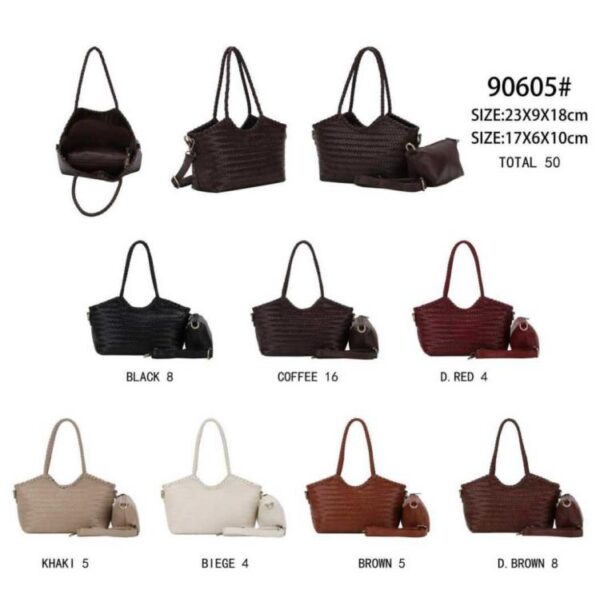 Bolso de Mano Sintético con Diseño Trenzado + Bolsito Bandolera para Mujer - Imagen 2