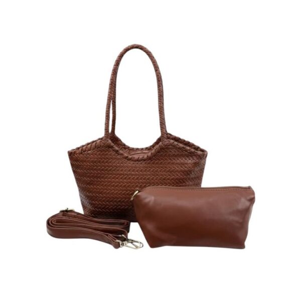 Bolso de Mano Sintético con Diseño Trenzado + Bolsito Bandolera para Mujer - Imagen 3