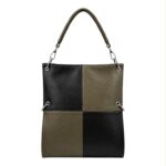 Amplio Bolso de Mano Sintético con Diseño de Cuadrados y Bolsillo Trasero Vertical para Mujer - Imagen 5