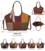 Bolso de Hombro Sintético con Diseño Cuadrados Colores y Lazo Decorativo Mujer - Imagen 7